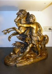 Truva kralı Priamos'un oğlu Paris temalı bronz heykel.  19 Y.y. Y:50 cm.