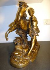 Truva kralı Priamos'un oğlu Paris temalı bronz heykel.  19 Y.y. Y:50 cm.