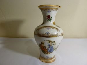 Limoges imzalı porselen el boyaması vazo Y:22cm