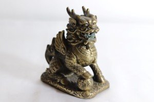 Bronz Çin aslan  heykeli Y:12 cm.