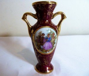 Limoges porselen el boyaması vazo. Y:10,5cm