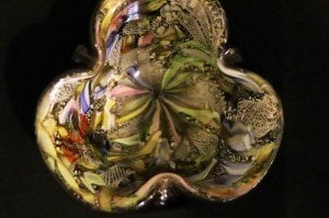 Murano 1950 Millefiori çift cam küllük. Çapı 16cm. Y 7cm