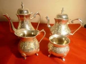 Christofle damgalı gümüş kaplama 4'lü çay&kahve seti