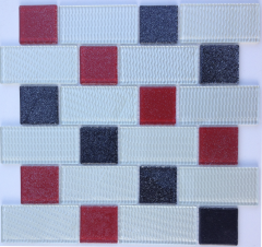 Cam Mozaik Siyah Beyaz Kırmızı 5x10 cm