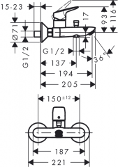 Hansgrohe Logis Banyo Bataryası