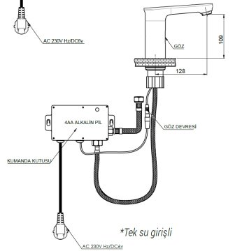 GPD Fotoselli Tek Su Girişli Lavabo Bataryası Siyah FLB13-S-2