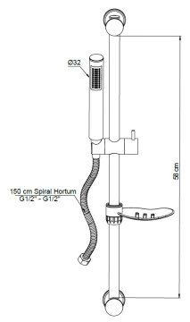 GPD Sürgülü Duş Seti Tek Fonksiyonlu+Ø32 DST63-S