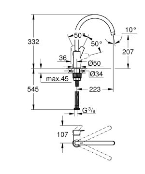 Grohe BauEdge Eviye Bataryası 31367001