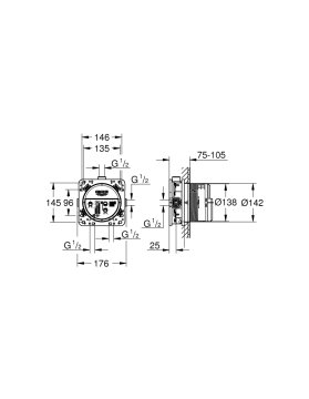 Grohe Grohtherm Termostatik Ankastre Banyo Bataryası 24076000 + Sıva Altı Gövde