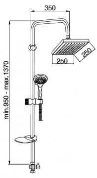 GPD Sürgülü Duş Seti (5 Fonksiyonlu el duşu+250x250 duş başlığı) DST24