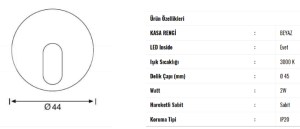 Jupiter Beyaz 3000K gün Işığı 2W LED Merdiven Armatürü LW389 B