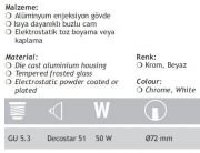 Jupiter Beyaz GU5.3 Duy Camlı Banyo Spot  JH515