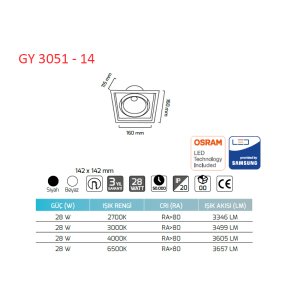 Goya 30W COB Ledli Mağaza Armatürleri Goya GY 3051-30