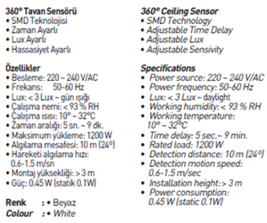 Jupiter 360° Tavan Hareket Sensörü JS476