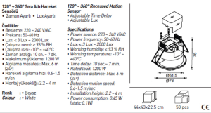 Jupiter Sıva Altı Hareket Sensörü JS485