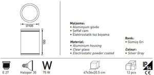 Jupiter E27 Duy Bahçe Tavan Armatürü JW963