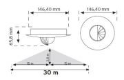 360 Tavan Tipi Hareket  Sensörü - Sıva Altı (Trio - 3 Göz Sensör) Nade 10465