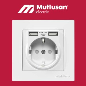 Mutlusan İkili Usb Topraklı Priz Rita Metalik Siyah 2220 619 0284(Çerçeve Dahil)