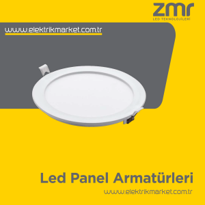 ZMR 15W Siyah Kasa Yuvarlak Slim Led Panel Aluminyum Soğutuculu ZMR-205/S.