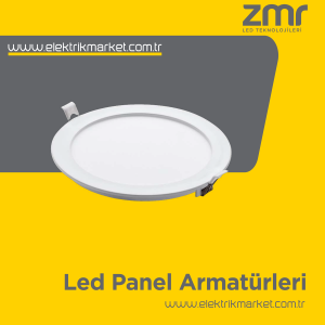 ZMR 12W Siyah Kasa Yuvarlak Slim Led Panel Aluminyum Soğutuculu ZMR-204/S.