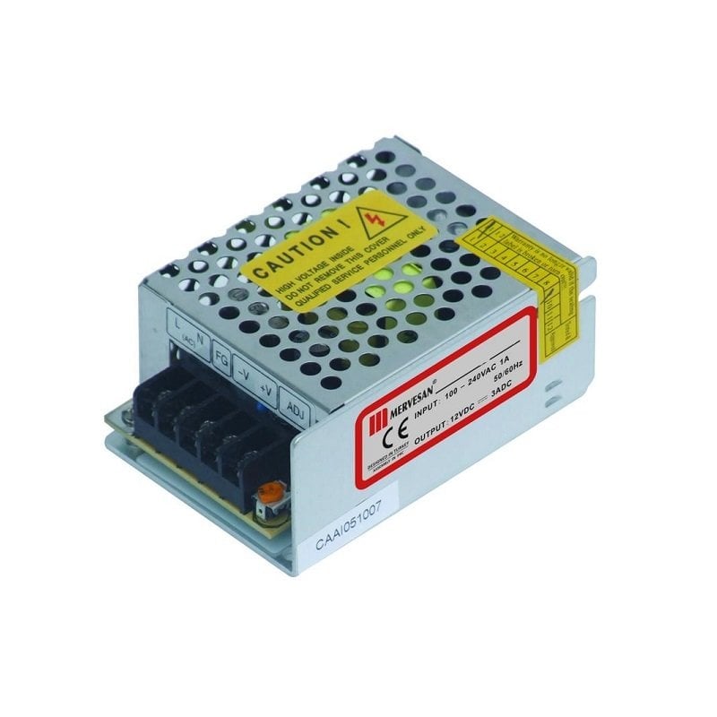 Mervesan 12V 3A 36W Metal Kasalı İç Mekan Ac/Dc Smps Adaptör MT-36-12