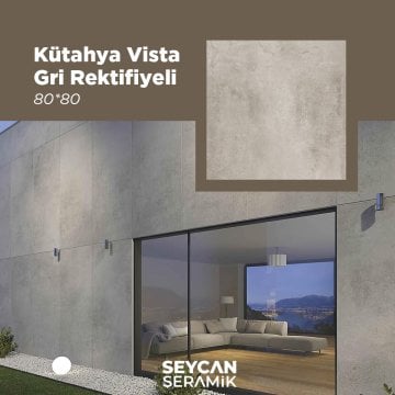Kütahya 80x80 Vista Gri Rektifiyeli (1.28 m2 Fiyatı)