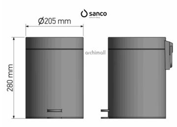 Sanco Pedallı Çöp Kovası Mat Siyah 5 Lt