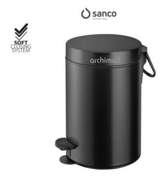 Sanco Pedallı Çöp Kovası Mat Siyah 5 Lt