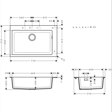 Hansgrohe S510-U660 Tezgah Üstü Taş Grisi Eviye