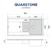 QUARSTONE Luster 6s 1,5 Gözlü Antrasit/Siyah Granit Evye