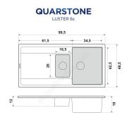 QUARSTONE Luster 6s 1,5 Gözlü Beyaz Granit Evye