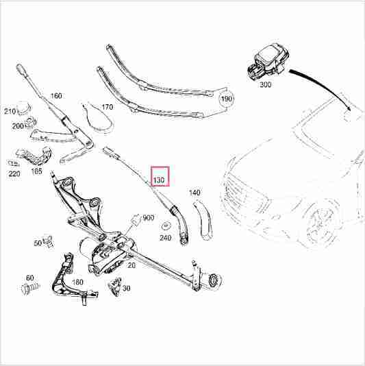 Mercedes W222 350 BlueTEC Ön Cam Silecek Kolu Sol