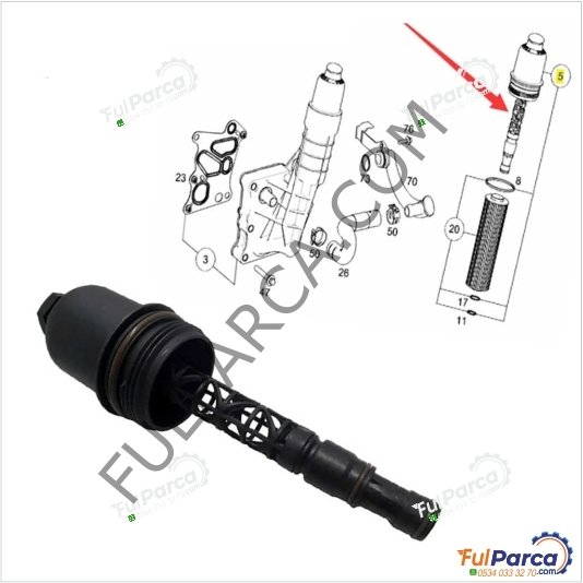 Mercedes E Glass W212, W204,W207,Slk W172 Motor Yağ Filtre Kazanı,Yağ Filtre Kapağı