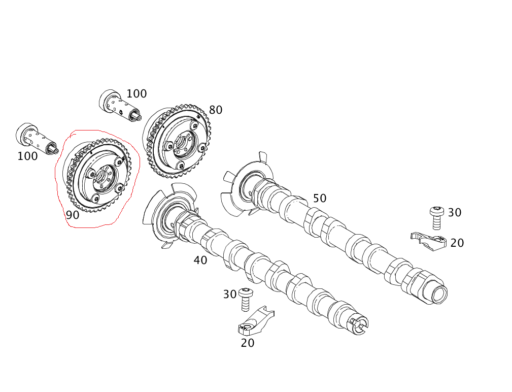 Mercedes W205/176/246/117/X156 260/264/270/274 Motor Vanus /Egzost Eksantrik Mil Ayarlayıcı