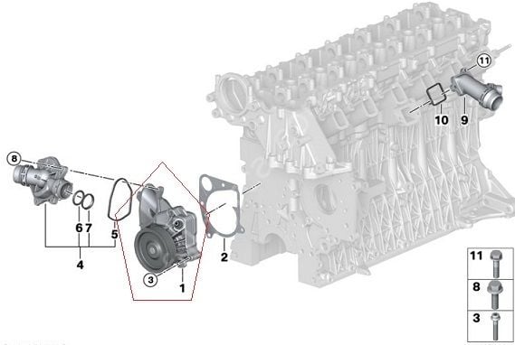 Bmw E39/E46/E53/E65/E66/X5 E66 M47N/57N Motor Devirdaim/Su Pompası