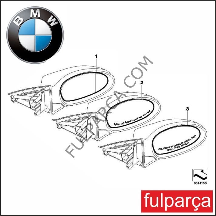 BMWE87 E90 ELEKTRİKLİ KARARTMALI AYNA CAMI 04->L KÖR NOKTALI