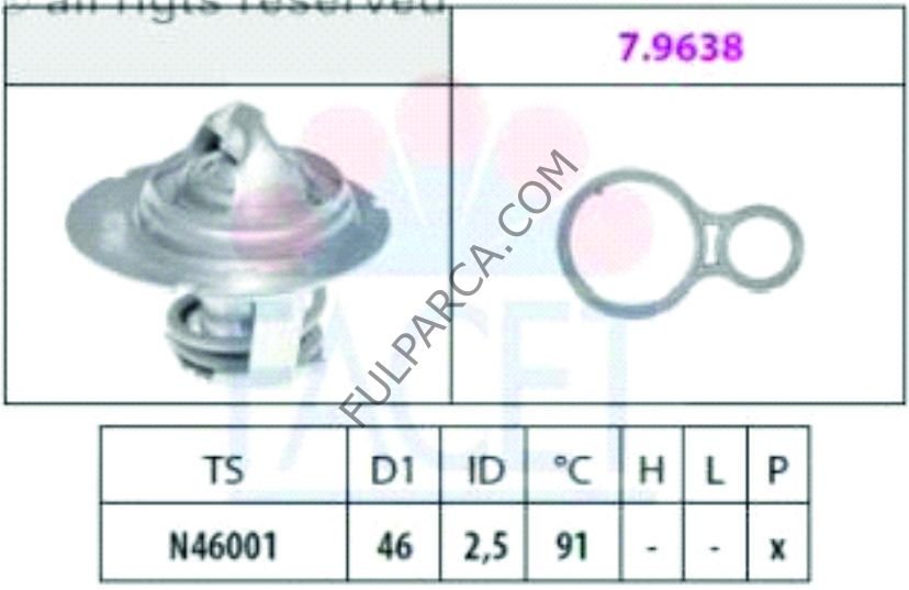 TERMOSTAT 91°C MINI COOPER TERMOSTAT Yedek Parça