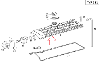 Mercedes W211 647 Motor Külbüratör Kapağı/Üst Kapak
