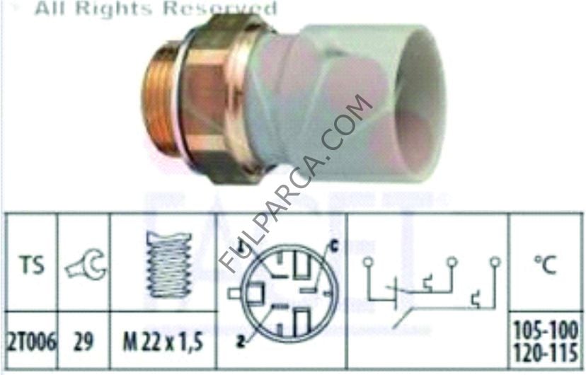 Opel Astra F,Corsa B,Vectra A,Omega B Üç Fişli Fan Müşürü 105°C-100°C,120°C-115°C