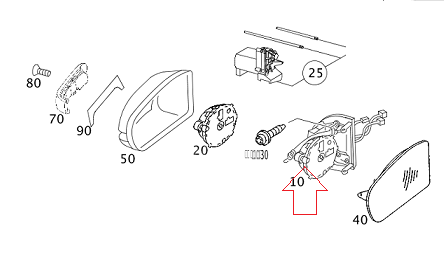 Mercedes W203 Elektrikli Katlanır Ayna Sağ 2001/06