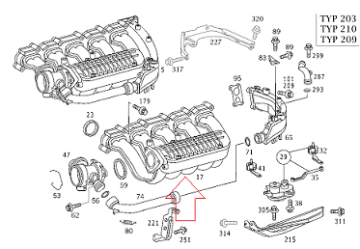 Mercedes W203/W163/W210/W211 612/647 Motor Emme Manifold/Contalı