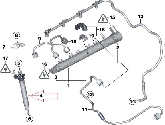 Bmw E90/F10F20/F30 N47N/57N Motor Enjektör