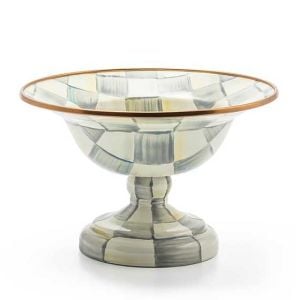 Sterling Check Enamel Compote - Small