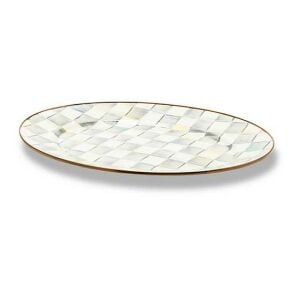 Sterling Check Enamel Oval Platter - Medium