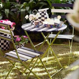 Outdoor Black & White Metal Bistro Table