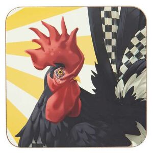 Sunrise Rooster Cork Back Coasters - Set of 4