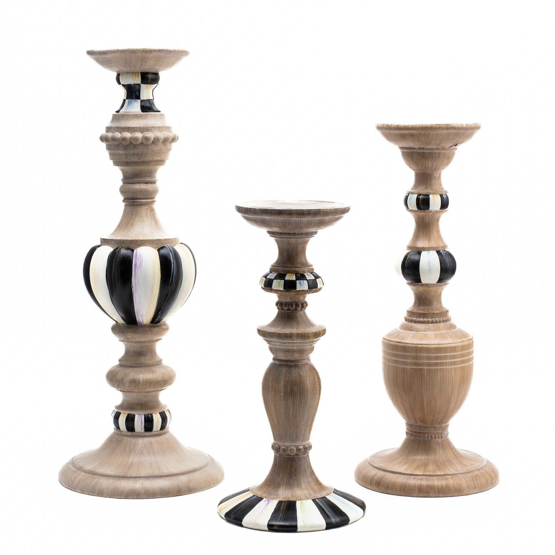Courtly Pillar Candle Holders - Set of 3