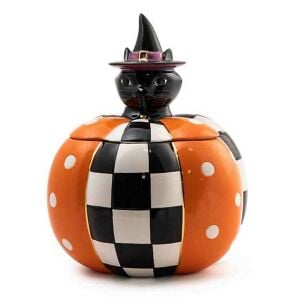 Black Cat Lidded Pumpkin Dish