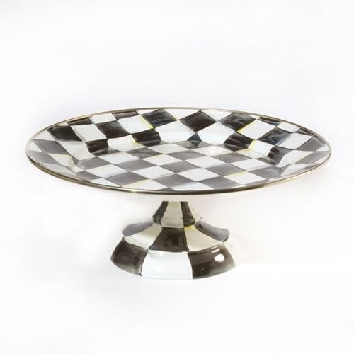 Courtly Check Enamel Pedestal Platter - Small