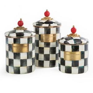 Courtly Check Enamel Canister - Medium